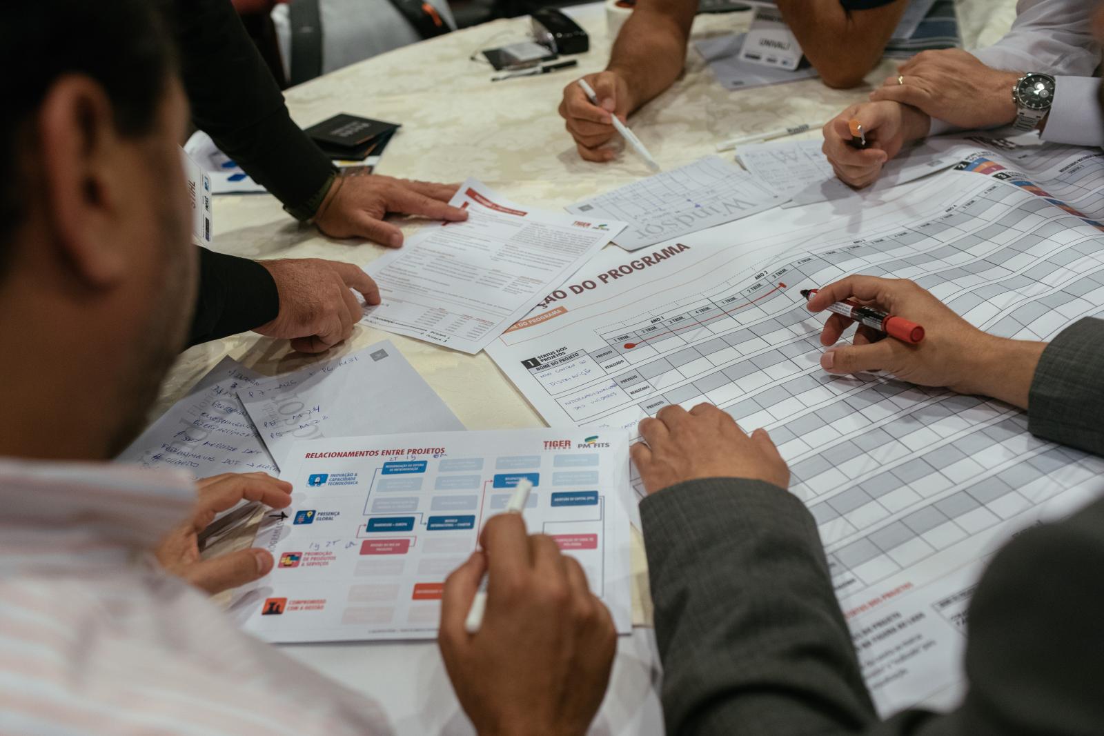 Team analysing the programs' data sheet